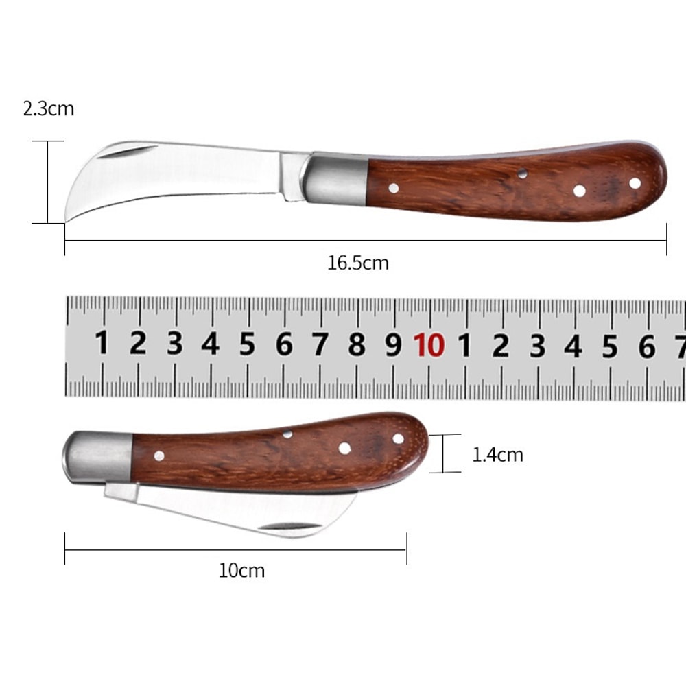 Grafting Tools Folding Knife, Professional Garden Grafting Pruning Cutter, Wooden Handle