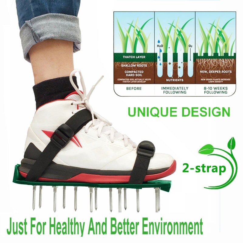 Garden Tool Aerator Shoes Strap, Spiked Grass Shoes for Lawn Care and Gardening Scarifier