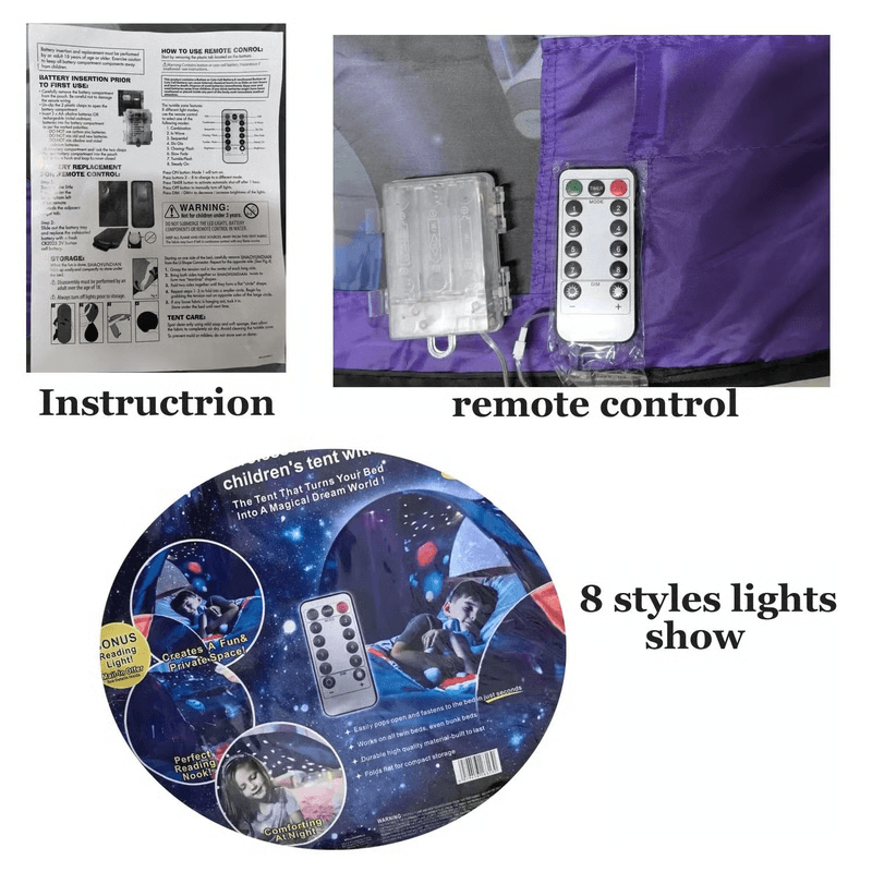 Kids tent with builtin light show