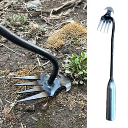 sturdy v-shaped fork gardening tools, grass rooting loose soil rake, ergonomic handle weed extractor