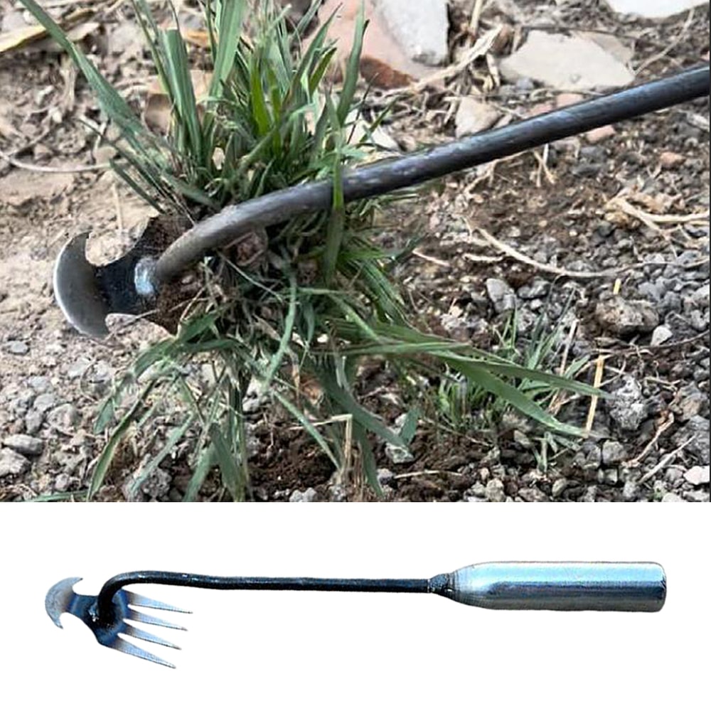 Sturdy Vshaped Fork Gardening Tools Grass Rooting Loose Soil Rake Ergonomic Handle Weed Extractor 1