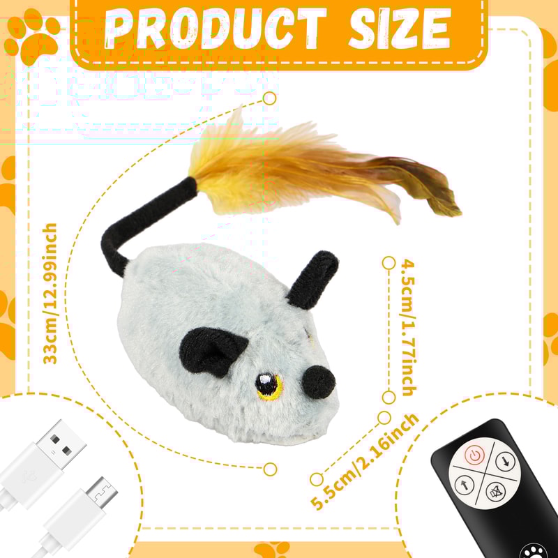 Pet Moving Mice Toy With Electric Telecontrol Auto Rechargeable For Realistic Kitten Fun 5