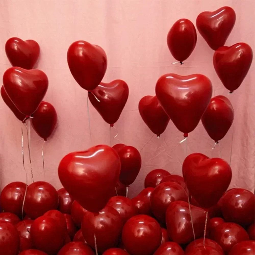 Inflatable Latex Red Heart Balloons For Valentine Day Wedding Party Anniversary Decoration Supplies 1