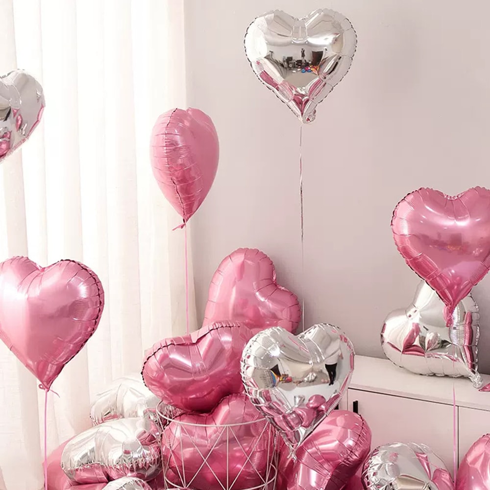 Heart Shape Foil Balloons for Marriage Proposals, Weddings, and Birthday Party Decorations – Aluminum Foil Globos