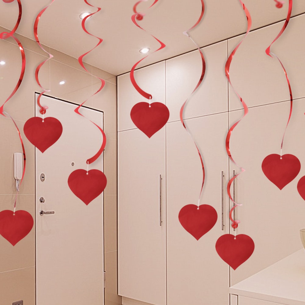 Hanging Anniversary Heart Love Spiral Swirl Garland Balloon Straws For Valentines Day Wedding Party 0