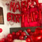 Red Heart-Shaped Aluminum Foil Balloon Set, Birthday Party Decoration with Letter Banner and Rose Petals