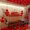 Red Heart-Shaped Aluminum Foil Balloon Set, Birthday Party Decoration with Letter Banner and Rose Petals