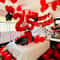 Red Heart-Shaped Aluminum Foil Balloon Set, Birthday Party Decoration with Letter Banner and Rose Petals