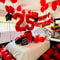 Red Heart-Shaped Aluminum Foil Balloon Set, Birthday Party Decoration with Letter Banner and Rose Petals