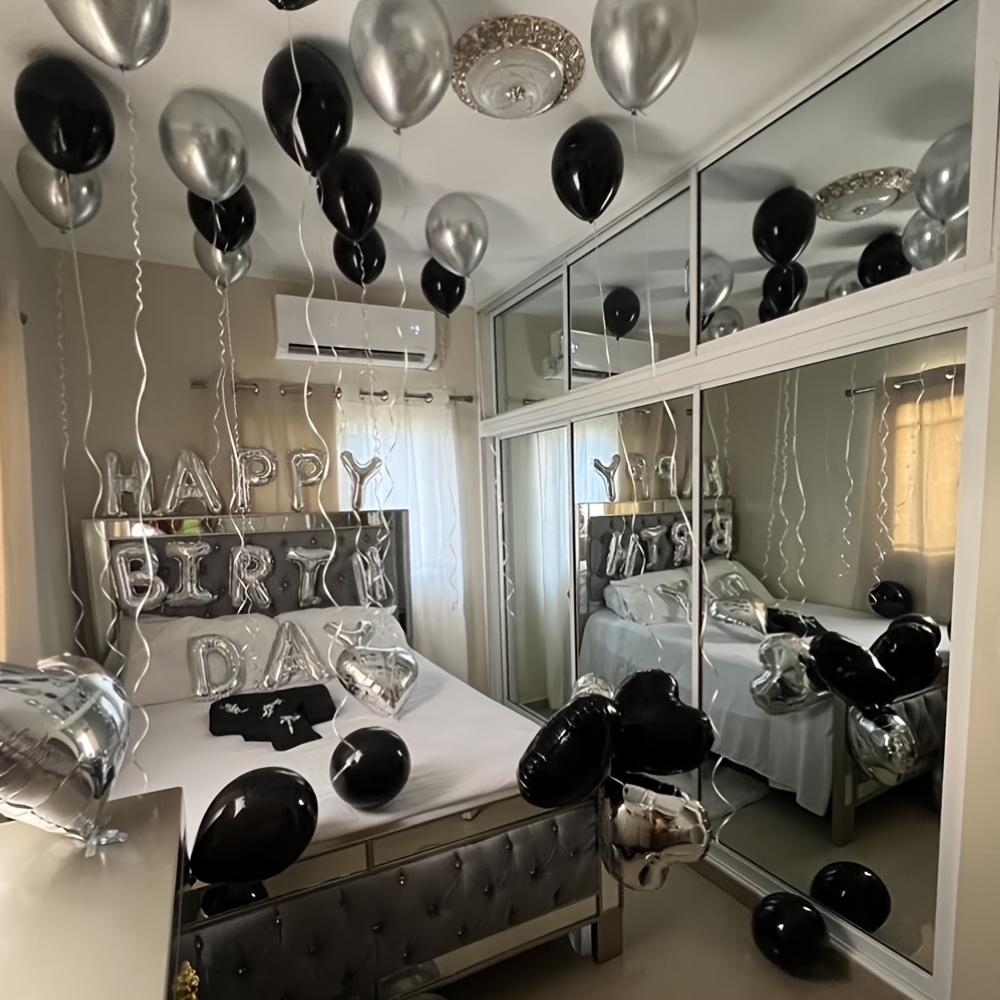 HeartShaped Black And Silvery Balloons For Party Decoration 1