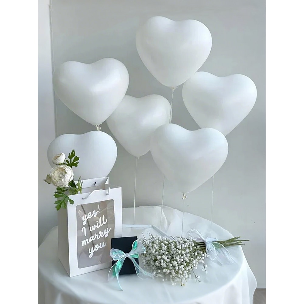 White Heart Balloons For Wedding Bridesmaids Gifts Marriage Engagement And Party Decorations 1