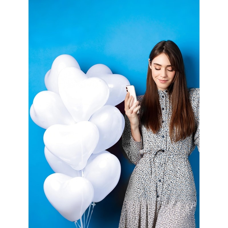 White Heart Balloons For Wedding Bridesmaids Gifts Marriage Engagement And Party Decorations 3
