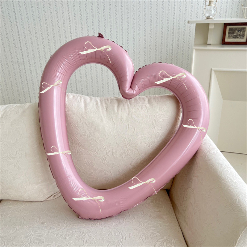 Helium Balloon with Bowknot, Love Heart Aluminium Film Balloon