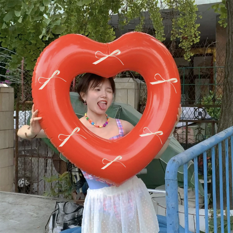 Helium Balloon with Bowknot, Love Heart Aluminium Film Balloon