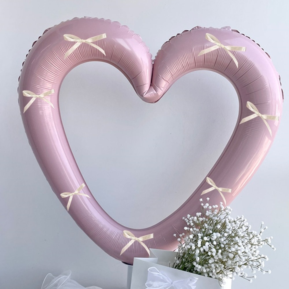 Helium Balloon with Bowknot, Love Heart Aluminium Film Balloon