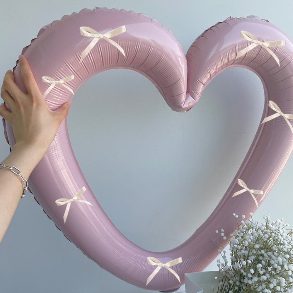 Helium Balloon with Bowknot, Love Heart Aluminium Film Balloon