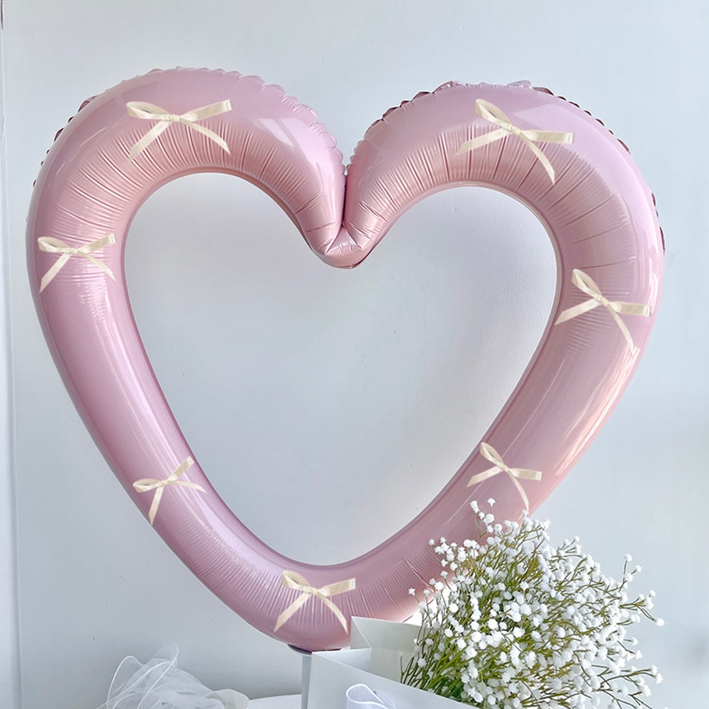Helium Balloon with Bowknot, Love Heart Aluminium Film Balloon