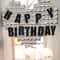 Happy Birthday Decorations Black Glitter Banner Oversized Silver Mosaic Heart Balloons