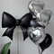 Silver Black Bowknot Balloons Set, Black Heart Aluminum Foil Balloons, Valentine's Day Girlfriends Party Decorations