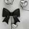 Silver Black Bowknot Balloons Set, Black Heart Aluminum Foil Balloons, Valentine's Day Girlfriends Party Decorations
