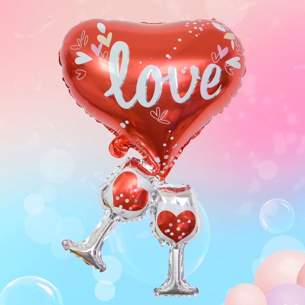 You Foil Balloons Love Heart Helium Balloon for Wedding, Engagement, and Valentine's Day Decorations