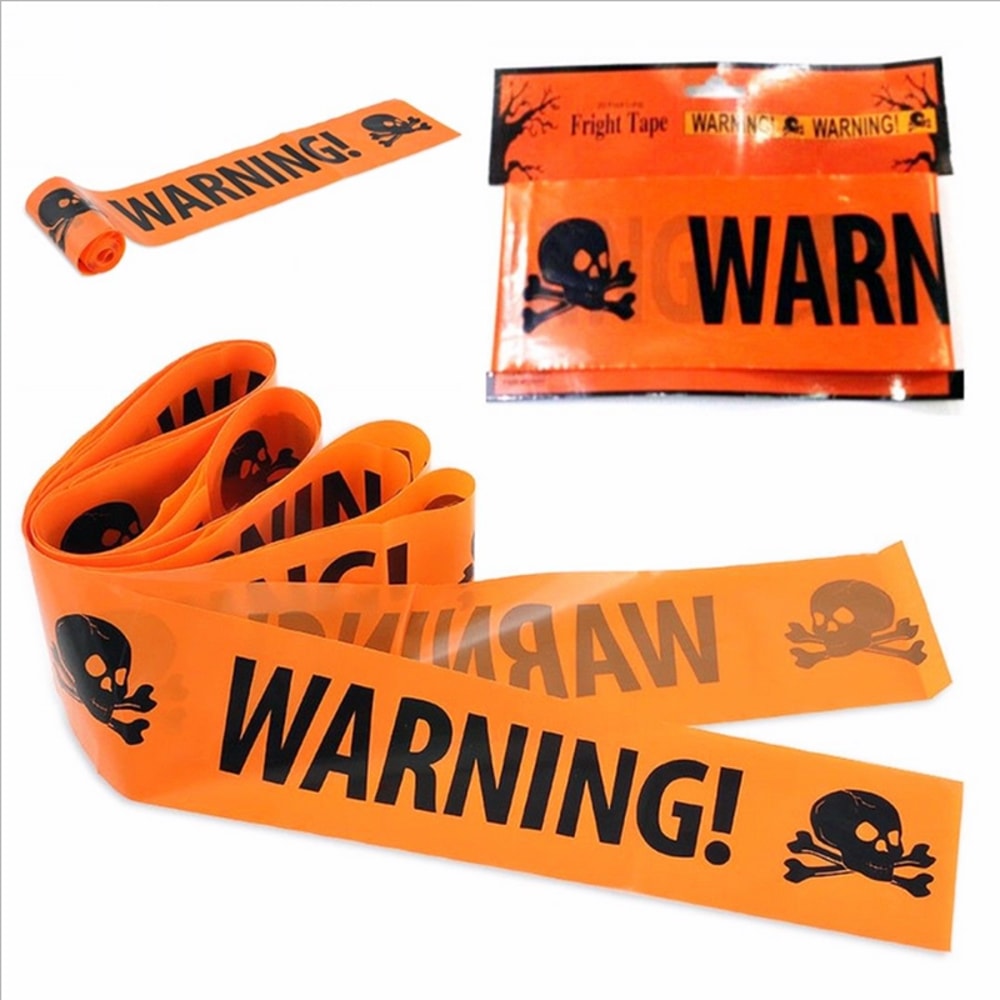 Plastic Skull Head Warning Tape, Witch Balloons, Halloween Decoration Props Window Prop