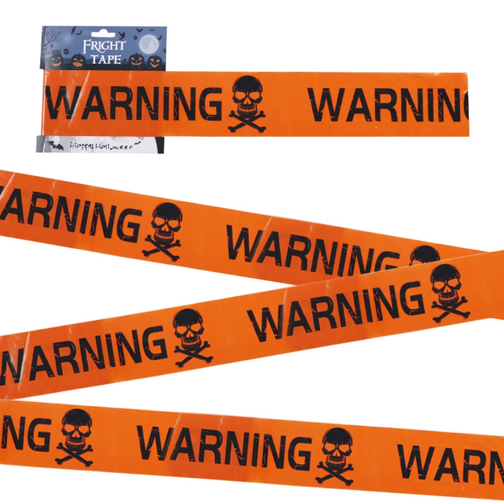 Plastic Skull Head Warning Tape, Witch Balloons, Halloween Decoration Props Window Prop