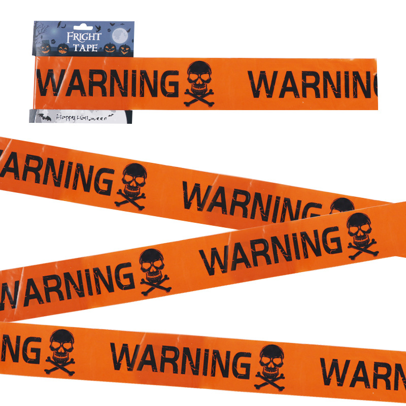 Plastic Skull Head Warning Tape, Witch Balloons, Halloween Decoration Props Window Prop