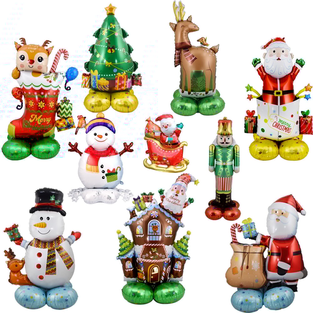 Christmas Snowman Foil Balloons Santa Claus Tree Elk Holiday Party Decorations 0
