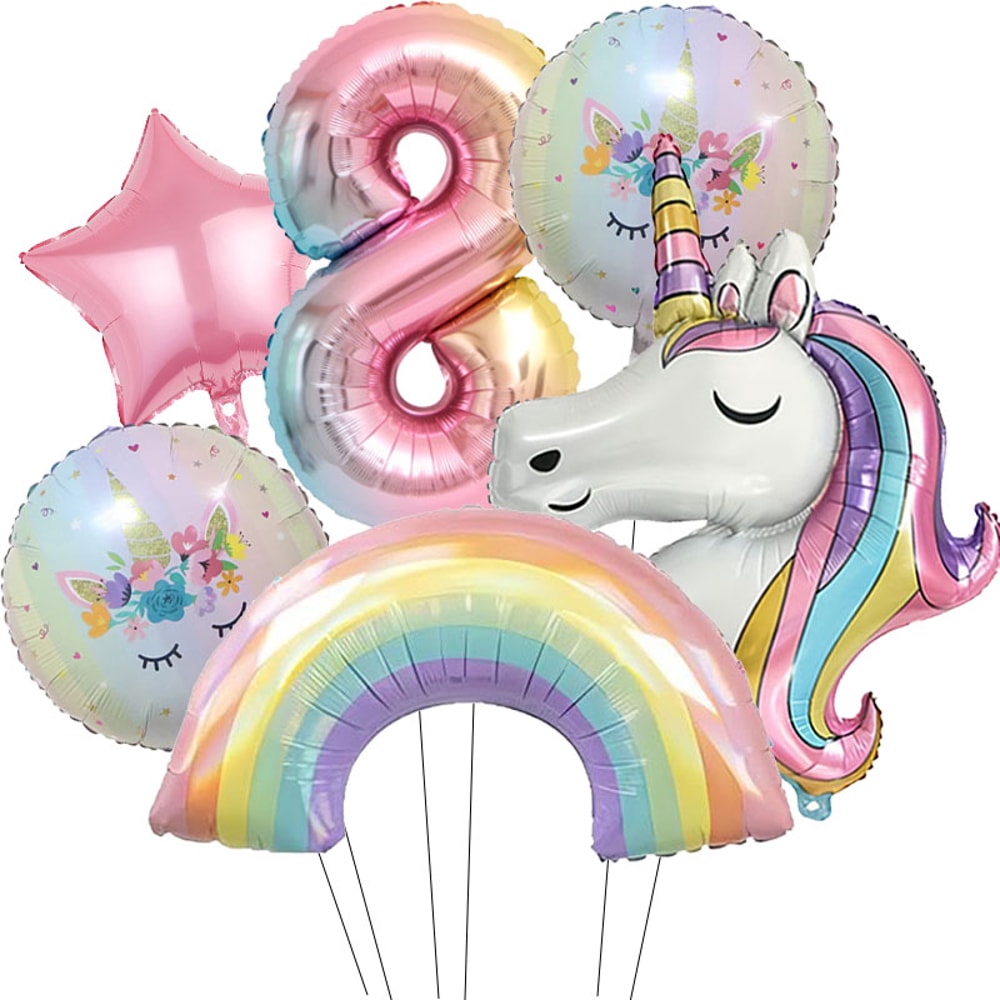 Unicorn Birthday Party Decoration, Gradient Number Balloon Unicorn Party Supplies