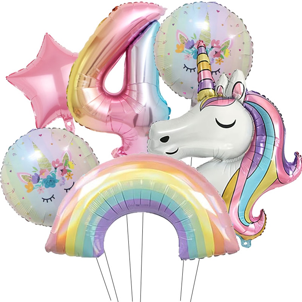 Unicorn Birthday Party Decoration, Gradient Number Balloon Unicorn Party Supplies