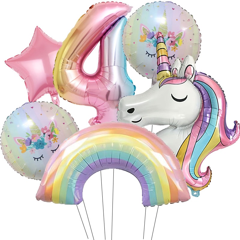 Unicorn Birthday Party Decoration, Gradient Number Balloon Unicorn Party Supplies