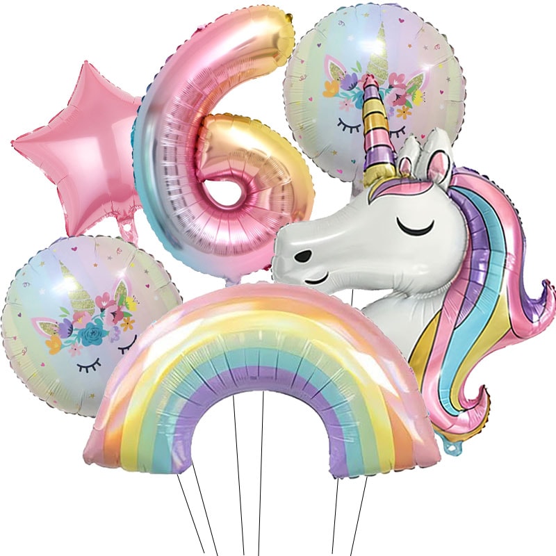 Unicorn Birthday Party Decoration, Gradient Number Balloon Unicorn Party Supplies
