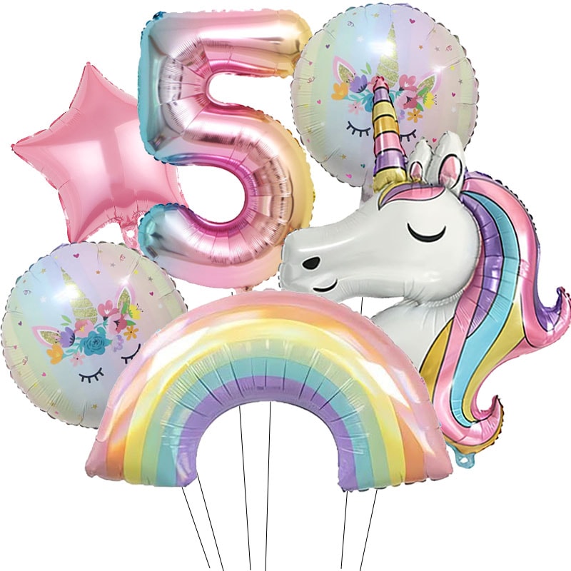 Unicorn Birthday Party Decoration, Gradient Number Balloon Unicorn Party Supplies