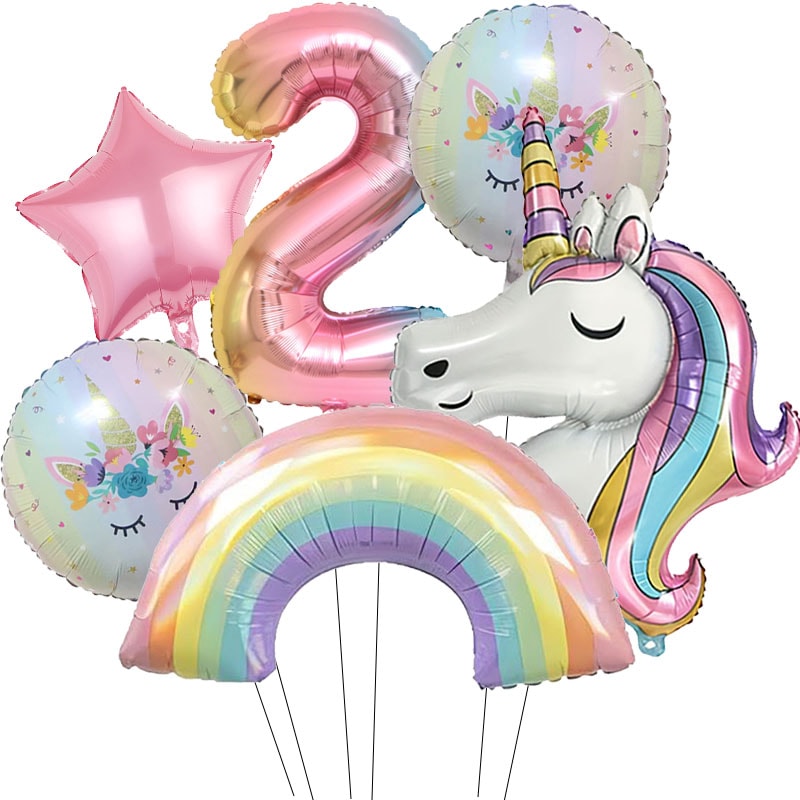 Unicorn Birthday Party Decoration, Gradient Number Balloon Unicorn Party Supplies