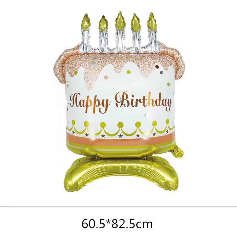 Cute Cake Balloon, Base Standing Foil Balloon, Kids Birthday Party Decor Supplies