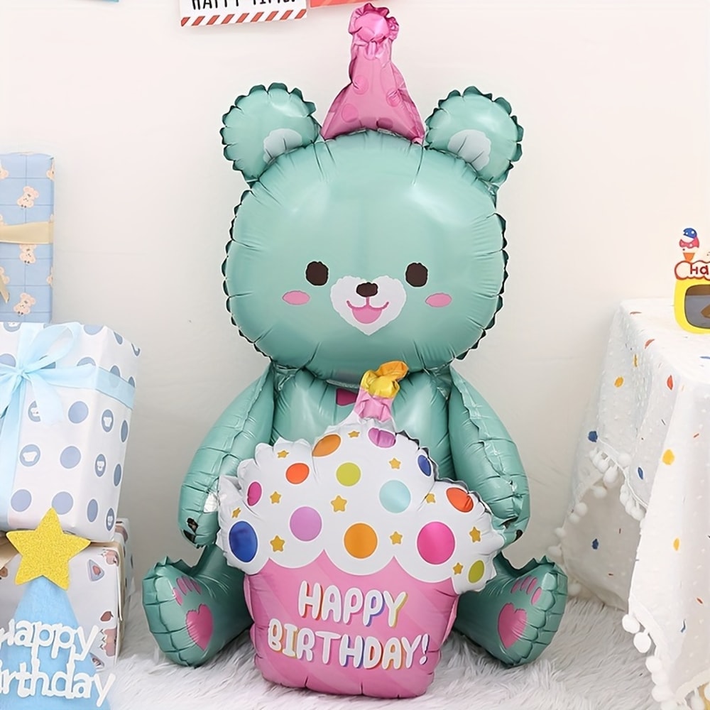 Cute Cake Balloon, Base Standing Foil Balloon, Kids Birthday Party Decor Supplies