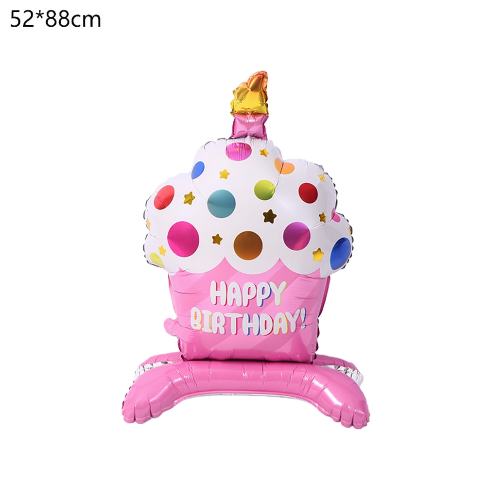 Cute Cake Balloon, Base Standing Foil Balloon, Kids Birthday Party Decor Supplies
