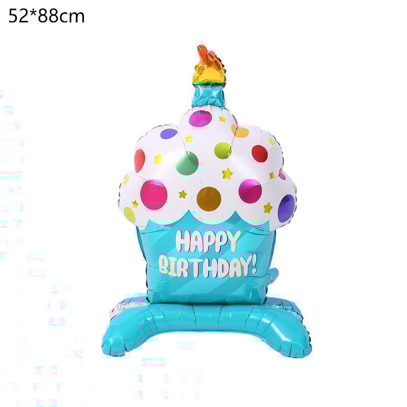 Cute Cake Balloon, Base Standing Foil Balloon, Kids Birthday Party Decor Supplies