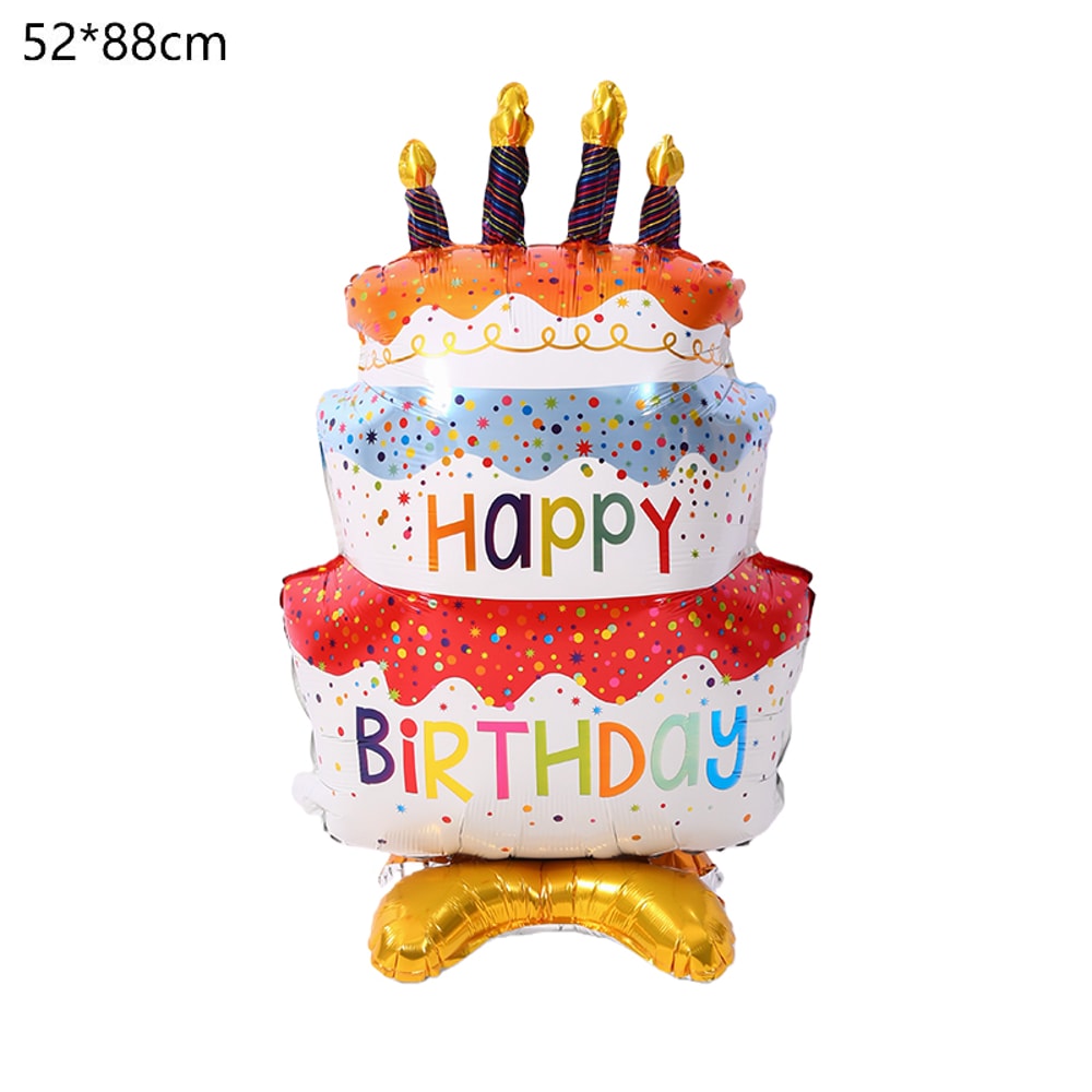 Cute Cake Balloon, Base Standing Foil Balloon, Kids Birthday Party Decor Supplies