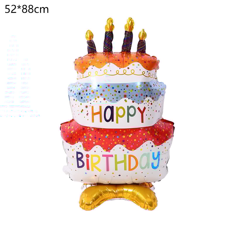 Cute Cake Balloon, Base Standing Foil Balloon, Kids Birthday Party Decor Supplies