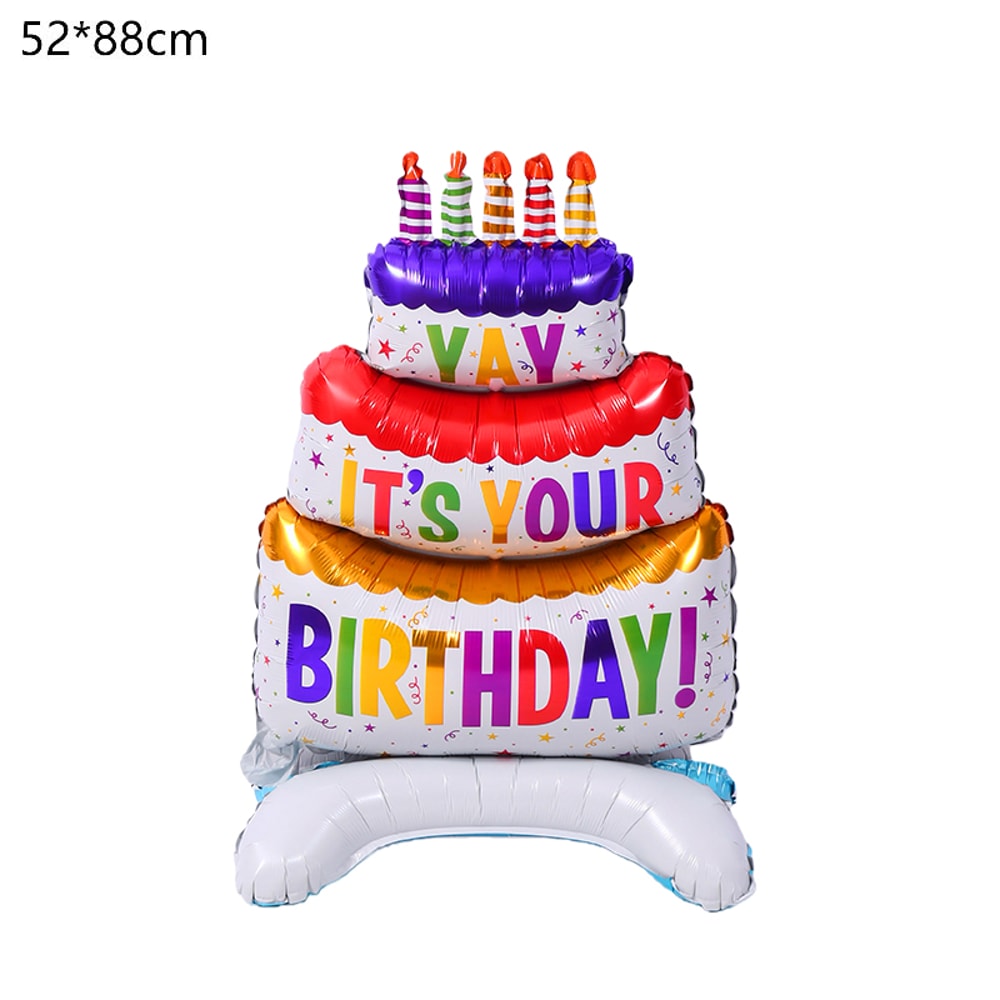 Cute Cake Balloon, Base Standing Foil Balloon, Kids Birthday Party Decor Supplies