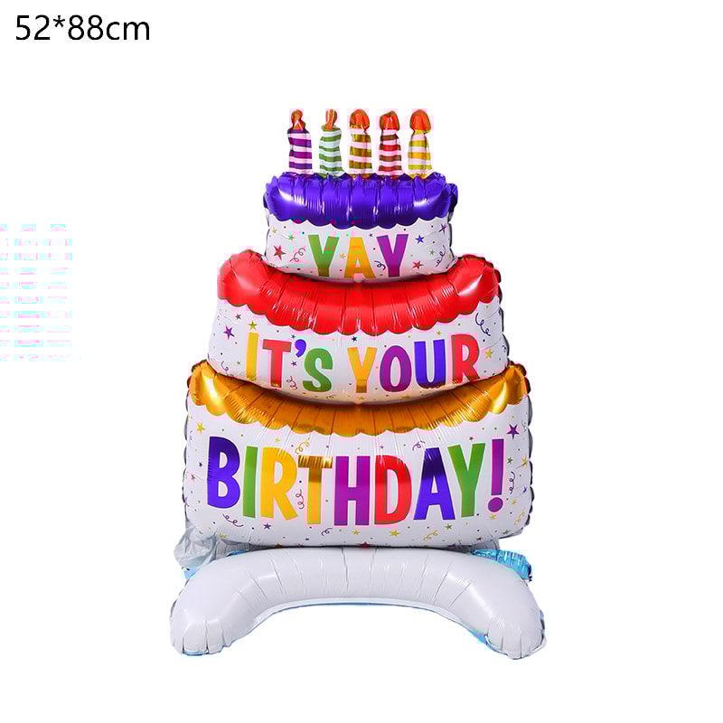 Cute Cake Balloon, Base Standing Foil Balloon, Kids Birthday Party Decor Supplies