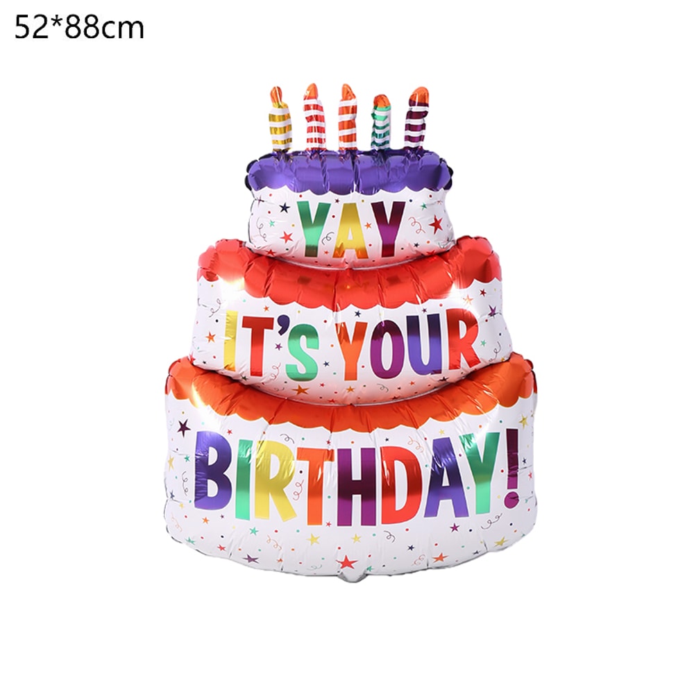 Cute Cake Balloon, Base Standing Foil Balloon, Kids Birthday Party Decor Supplies