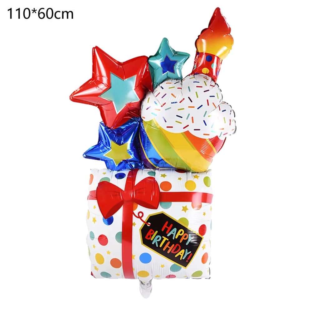 Cute Cake Balloon, Base Standing Foil Balloon, Kids Birthday Party Decor Supplies