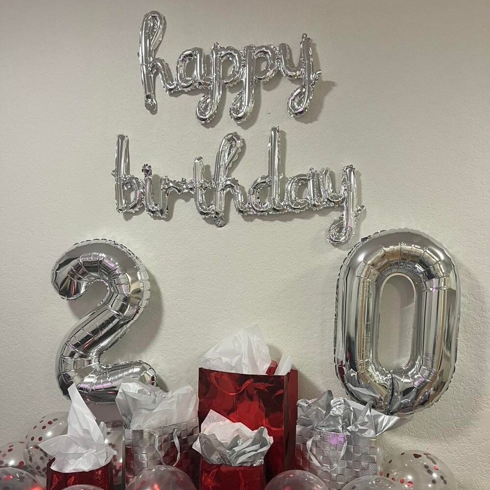 Aluminium Foil Balloon Pink Purple Birthday Party Decoration, DIY Home Accessories Prop