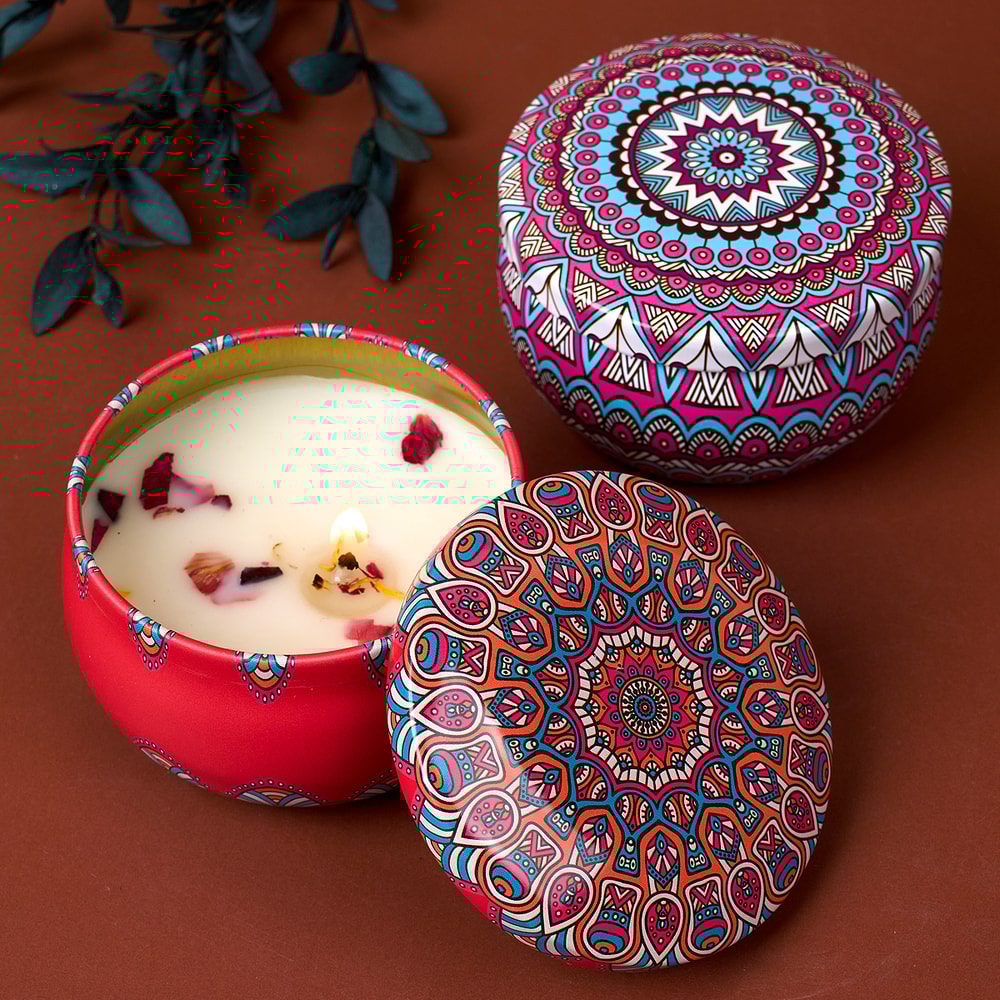 Soy Wax Lavender Flower Rose Candle Jars, Fragrance Candles for Wedding, Birthday Gift, Home Decor