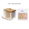 Bamboo Cover Cotton Swab Organizer, Transparent Square Cotton Buds Container