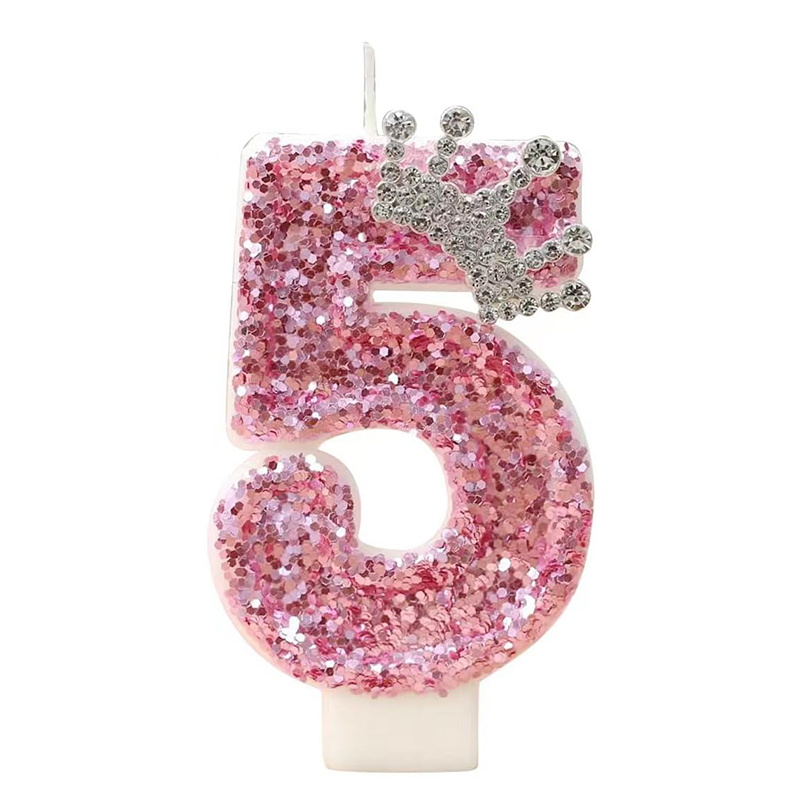 Princess Crown Birthday Candle, Creative Pink Candle for Girl's Happy Birthday Party Decoration