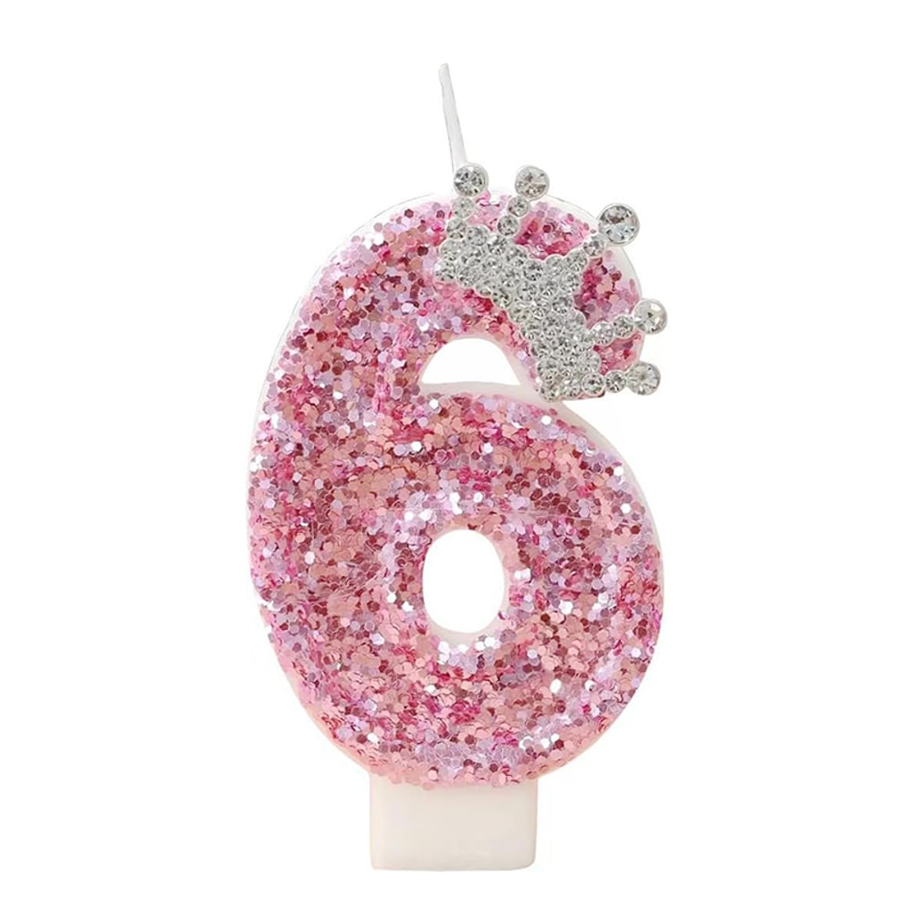 Princess Crown Birthday Candle, Creative Pink Candle for Girl's Happy Birthday Party Decoration
